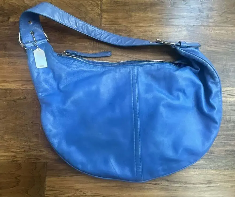 Coach RARE Blue Leather Lamb Nappa Vintage Y2K Tortilla Slouch Hobo 9619